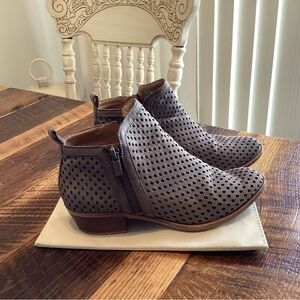 Lucky Brand Gray Perforated Ankle Boots